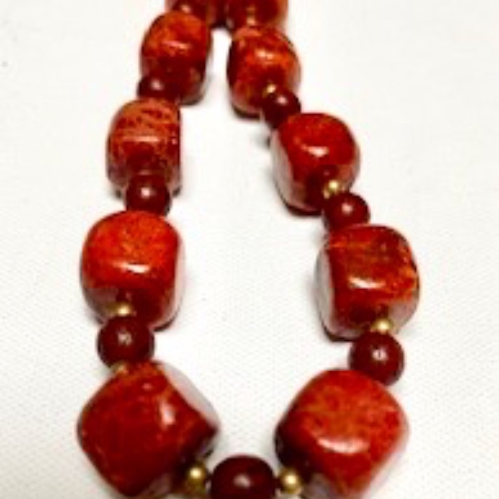 Unusually Shaped Apple Coral Necklace